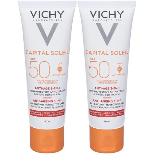 Vichy (L'Oreal Italia SpA) vichy crema viso anti-età 3 in 1 abbronzatura intensa spf 50 ml set da 2 2x50 solare