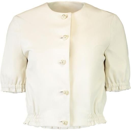 Susan Bender pearl-button leather jacket - toni neutri