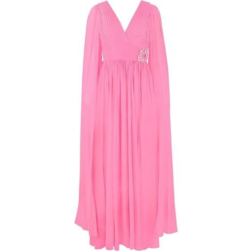 Elie Saab pleated cape dress - rosa