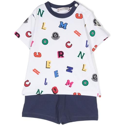 Moncler Enfant set top e shorts con stampa grafica - blu