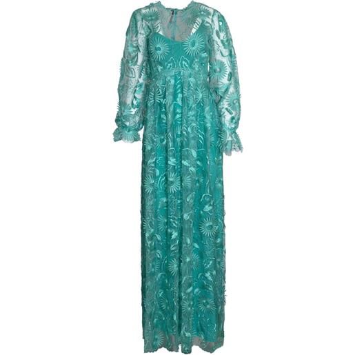 Alberta Ferretti embroidered tulle maxi dress - verde