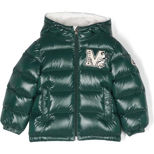 Moncler Enfant piumino lungo con applicazione - verde