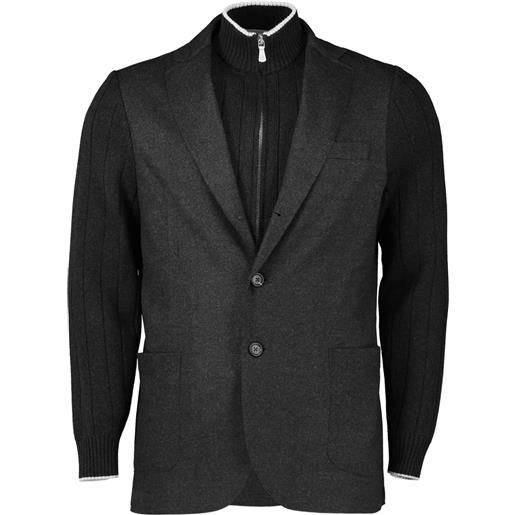 Eleventy blazer bimetric con inserto con zip - grigio
