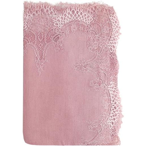 Janavi India sciarpa con bordo in pizzo - rosa