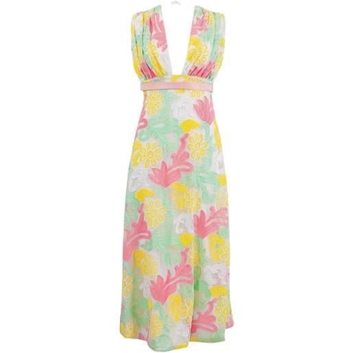 Markarian abito midi aura in pizzo a fiori - giallo