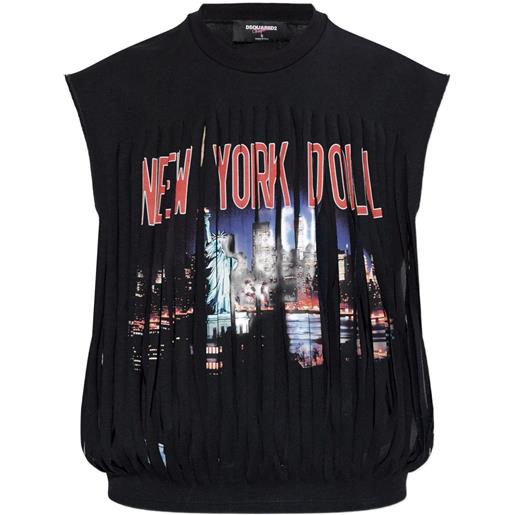 DSQUARED2 x vaquera t-shirt con stampa grafica e frange - nero