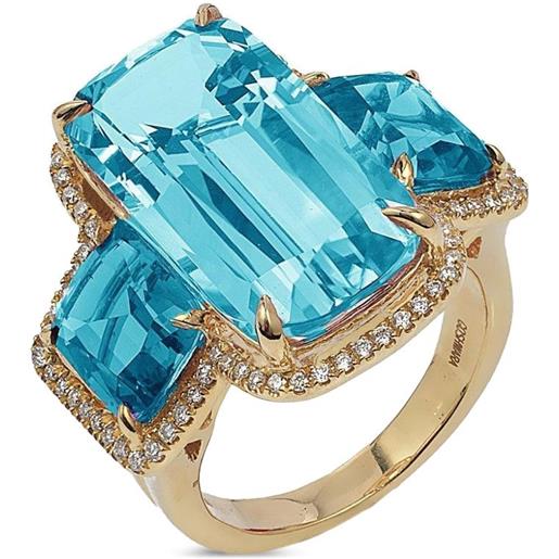 Goshwara anello gossip in oro giallo 18 carati con diamanti e topazio