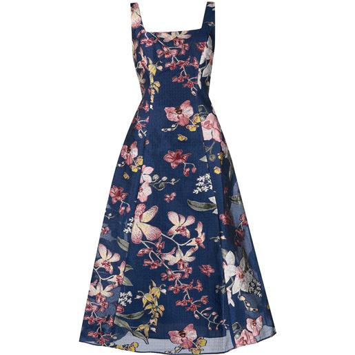 Marchesa Notte abito svasato a fiori - blu