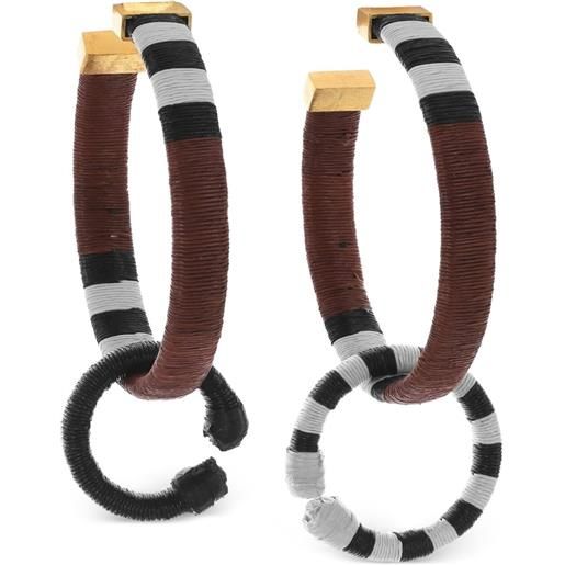 Johanna Ortiz color parallelism striped hoop earrings - marrone