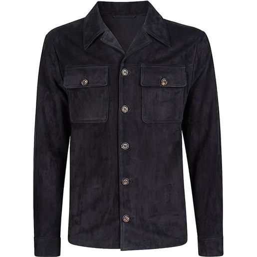 Eleventy suede trucker jacket - blu