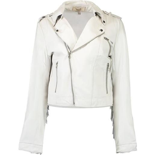 Jakett tina fringe leather jacket - bianco