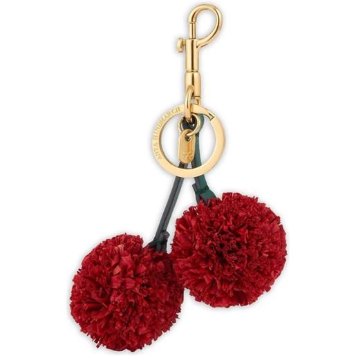 Anya Hindmarch cherry-charm pom-pom keyring - rosso