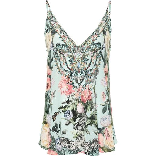 Camilla top con strass - verde