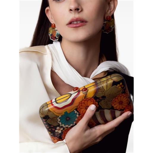 SILVIA FURMANOVICH clutch marquetry chrysanthemum - arancione