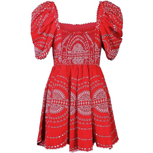Charo Ruiz Ibiza puff-sleeve embroidered dress - rosso
