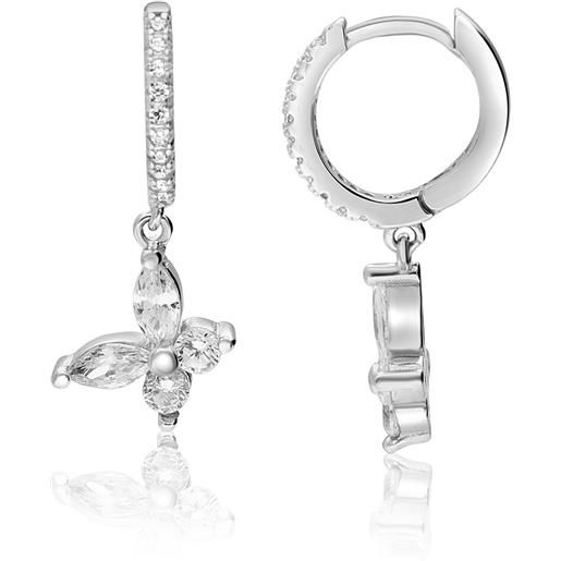 LUXURY MILANO orecchini serena a cerchio in argento con farfalla e zirconi bianchi