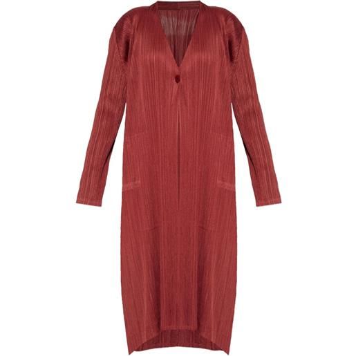 Pleats Please Issey Miyake soprabito monthly colors: october plissettato con bottone - rosso