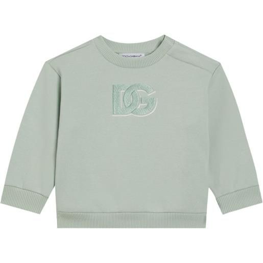 Dolce & Gabbana Kids felpa con logo ricamato - verde