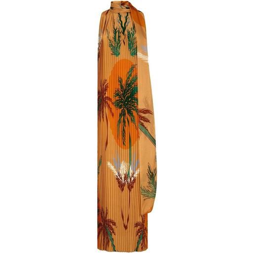 Raquel Diniz abito nina lungo plissettato - arancione
