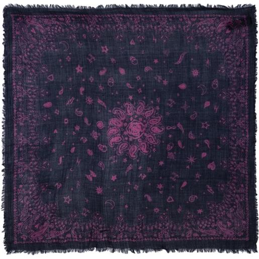 Zadig&Voltaire sciarpa nuage con frange e stampa bandana - blu