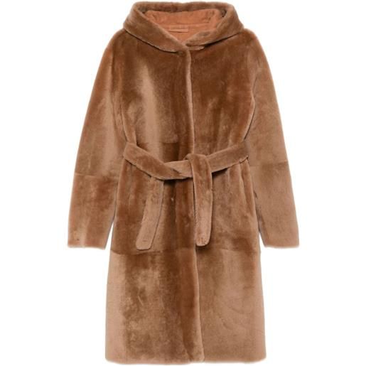 Liska cappotto in pelliccia sintetica con cappuccio - marrone