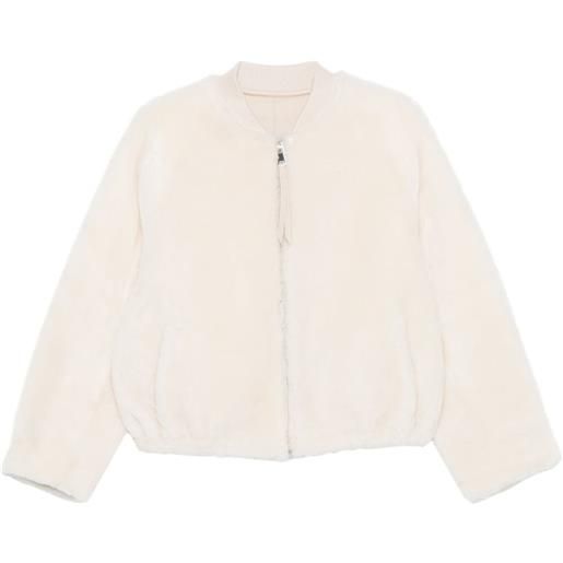 Liska bomber con zip e shearling d'agnello - bianco