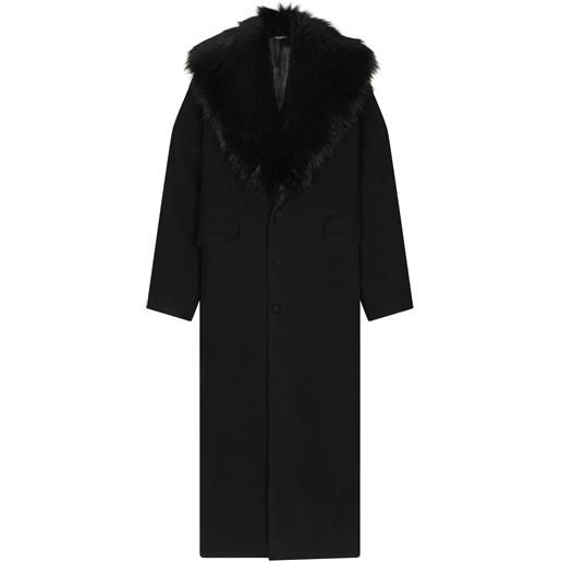 Dolce & Gabbana cappotto con collo in finta pelliccia - nero