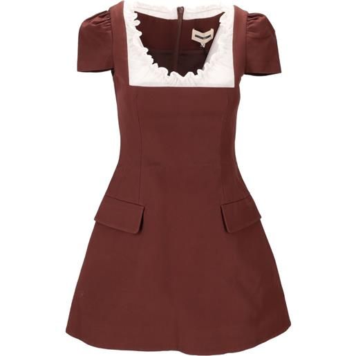 SHUSHU/TONG abito con orlo a smerlo - marrone