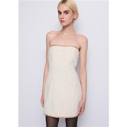 Denny Rose mini abito bianco in bouclé