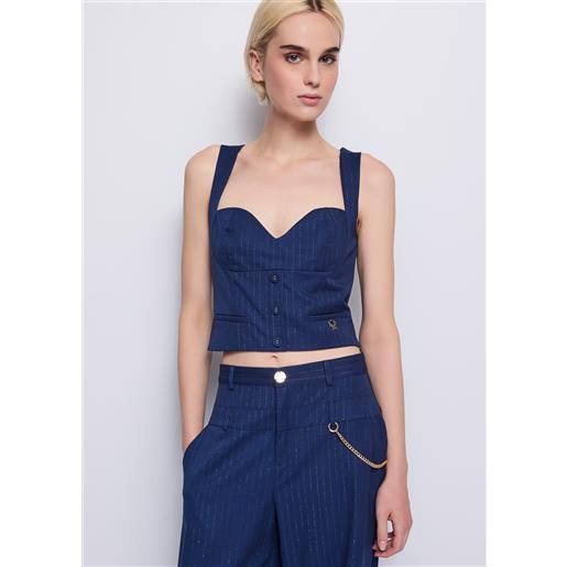 Denny Rose top blu gessato