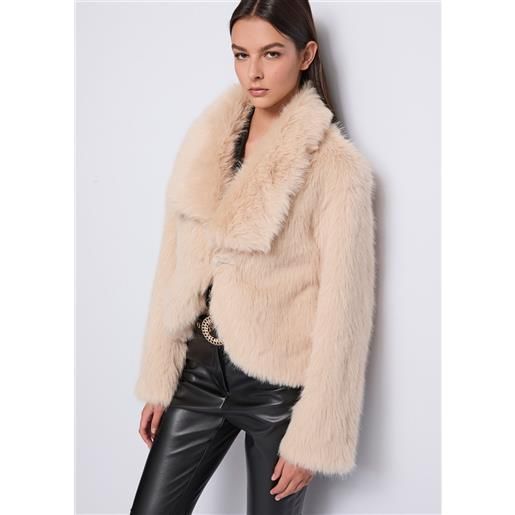 Denny Rose giacca beige in pelliccia sintetica