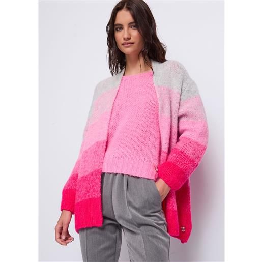 Denny Rose cardigan rosa in lana a righe