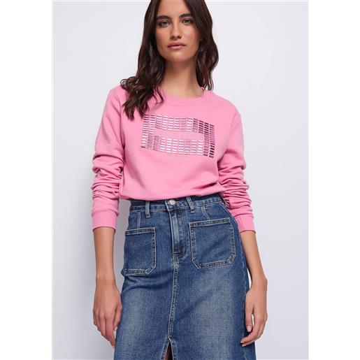 Denny Rose felpa rosa in cotone con strass