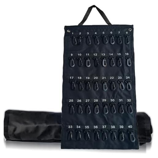 SENRISE custodia per chiavi arrotolabile, portatile, con 30/40/50 posizioni chiave, per auto, vendite, immobiliare, gestione alberghiera, nero , 40 hooks (positions), moderno