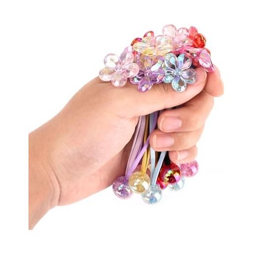 lasuroa 12 elastici per capelli con ciondoli a forma di palla bambine, fasce elastiche capelli con perline di camelia colorate e palline accessori acconciature per bambine