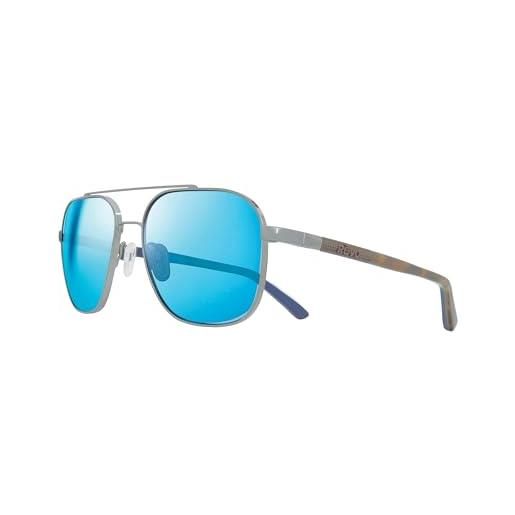 Revo occhiali da sole harrison: lenti in cristallo polarizzato con montatura navigator in metallo, montatura gunmetal con lenti blu