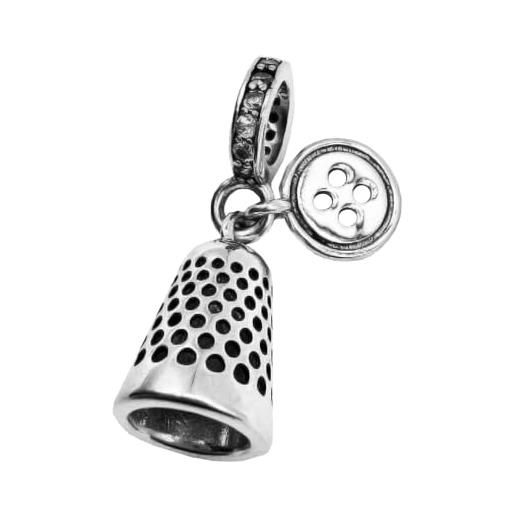 LES FOLIES DI PAOLA GRIECO charm sarta ditale bottone ciondolo pendente in argento 925 - les folies per pandora