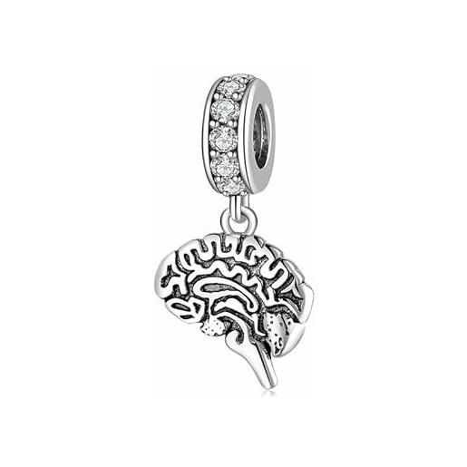 LES FOLIES DI PAOLA GRIECO charm cervello anatomico anatomia neurologo materia grigia organo ciondolo pendente in argento 925 - les folies per pandora