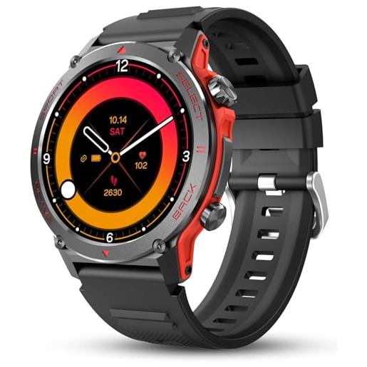 Popglory smartwatch uomo donna, 1.43 amoled orologio chiamate, orologio digitale con frequenza cardia/spo2/pressione sanguigna/sonno/contapassi, 110+ sportive fitness tracker (no gps navigatore)