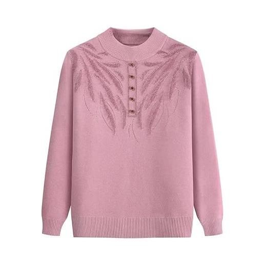 YONGHONGKEJI maglione per vecchie signore maglioni lavorati a maglia per anziani e di mezza età girocollo pullover peloso casual top a maniche lunghe in velluto strato di base morbido pile maglieri