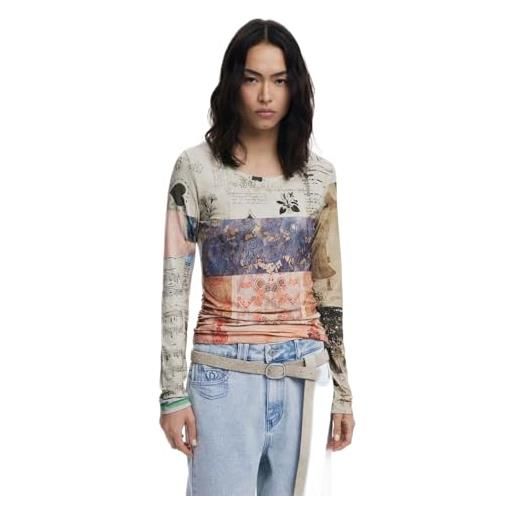 Desigual t-shirt maniche lunghe donna beige