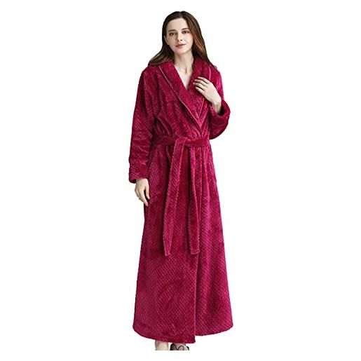 MJGkhiy vestaglia invernale donna calda lunga/corta comodo con cappuccio fleece accappatoio vestaglie in pile manica lunga caldo abbigliamento da notte per casa hotel spa peluche accappatoio