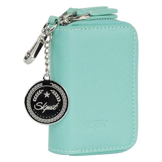 SKPAT - portafoglio portachiavi uomo pelle vegan con chiusura a cerniera - portacarte porta chiavi rfid - caso pelle vegan per donna - design esclusivo, menta