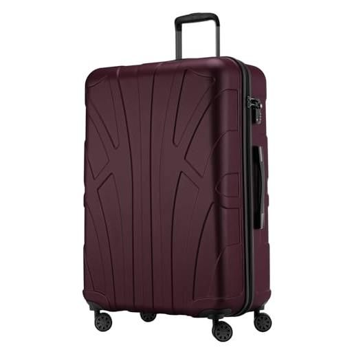 Suitline - valigia trolley rigido grande abs tsa 4 ruote, 76 cm, 110 litres, borgogna