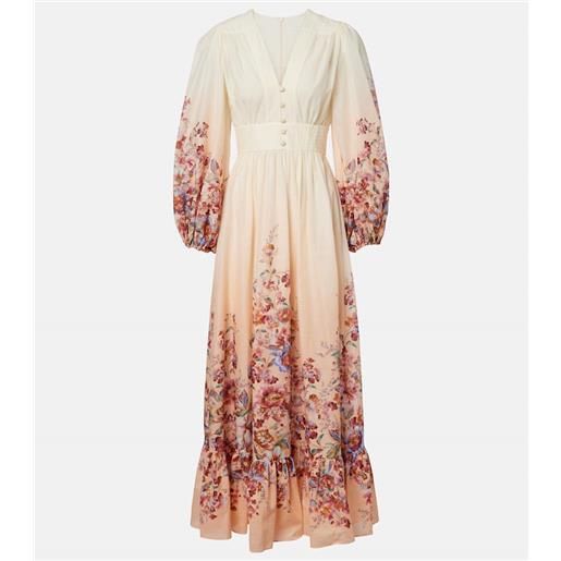 Zimmermann abito lungo awaken in cotone con stampa floreale