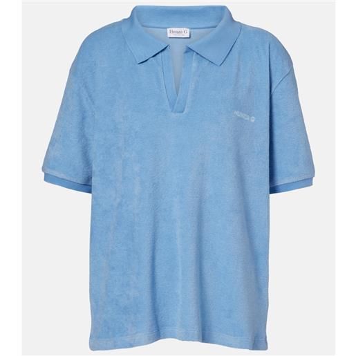 Hunza G polo in spugna di cotone con logo