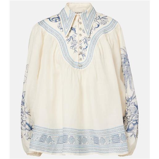 Alemais alã©mais blusa villa romantica in ramia con stampa