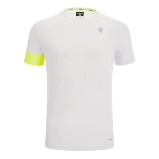 Macron run start scd howie reflex tshirt print wht/nyel ss man, maglia uomo, bianco-giallo, xl
