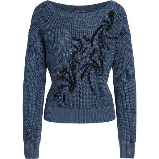 Ralph Lauren Collection maglione in seta con decorazione - blu