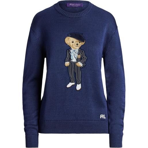 Ralph Lauren Collection maglione con ricamo polo bear - blu